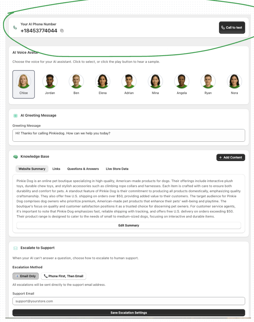 Test Overview Interface