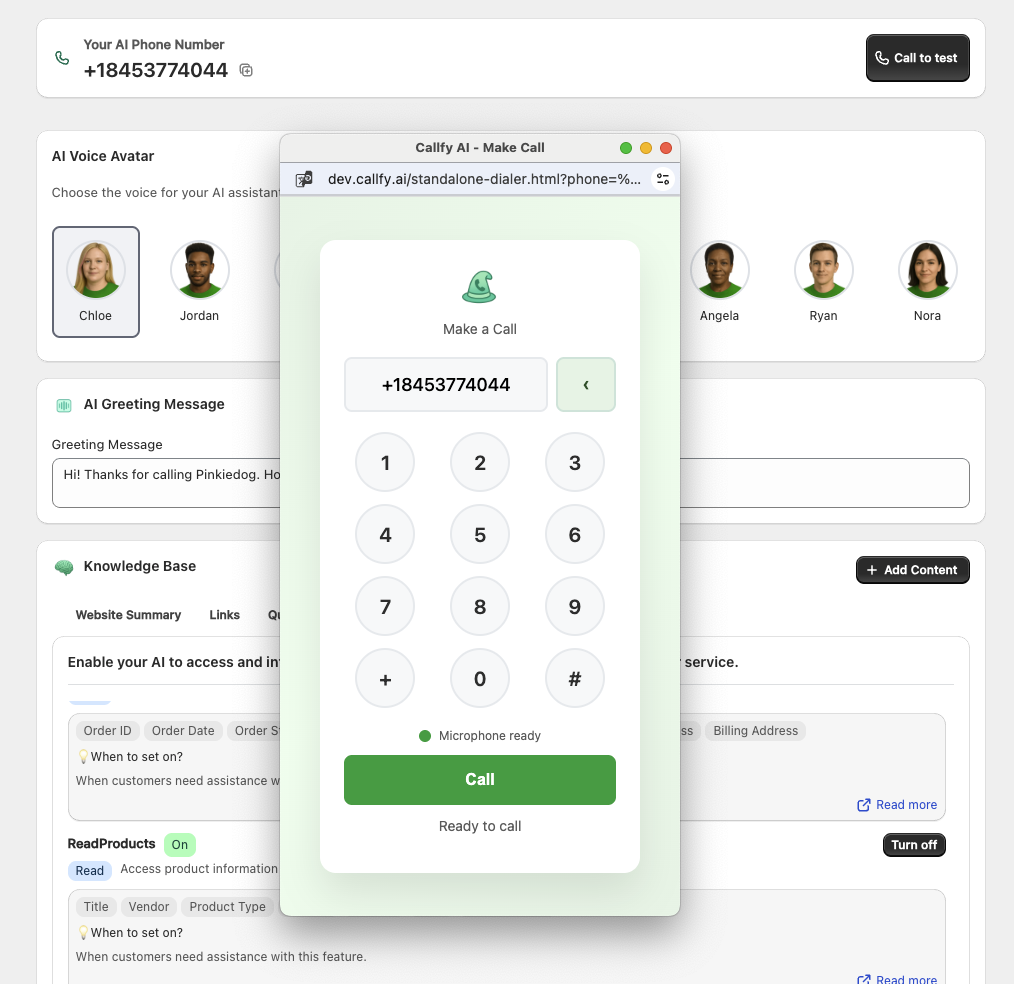 Browser Phone Interface