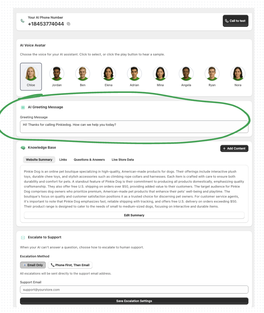 Choose Greeting Message